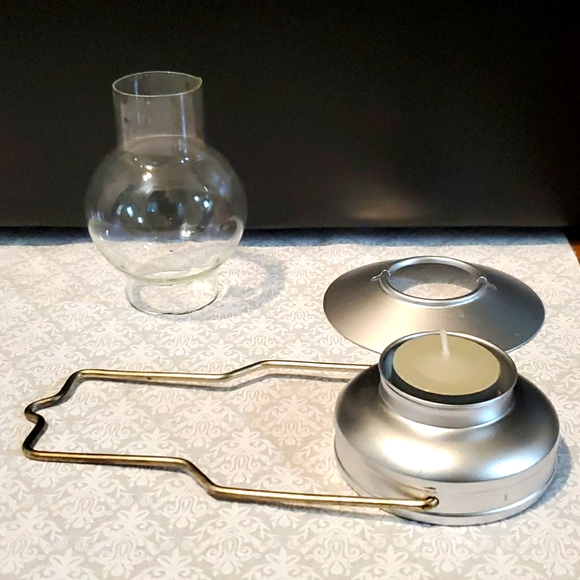 Lantern Tealight Candle Holder Tin & Glass CUTE Primitive Farmhouse Rugged - Picture 5 of 8